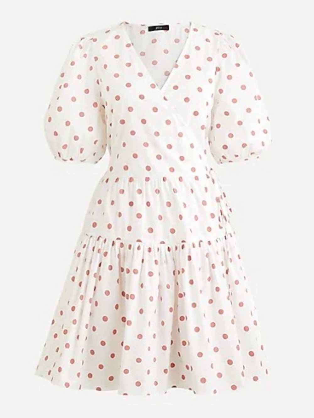 J. Crew White Midi Wrap Dress with Pink Polka Dots xxs